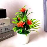 👉 Potplant oranje geel active decoratieve bloemen 10 Potten Nep Simulatie Bonsai Tafelblad Decoratie (Oranje Geel)