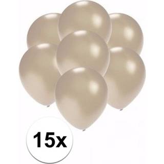 Heliumballon zilveren Zak met 15 kleine metallic helium ballonnen