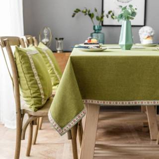 👉 Tafelkleed groen linnen active tafelmatten Effen kleur waterdicht rechthoekig tafelkleed, afmeting: 90x140cm (groen)