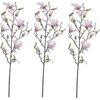 👉 Kunstplant roze 3x Licht Magnolia/beverboom kunsttak 80 cm