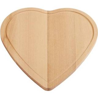 Hartvormig houten snijplank/serveer of ontbijt plankje 16 cm