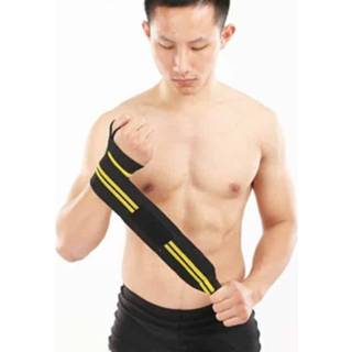 👉 Compressieband zwart geel active Een paar fitnessverband Verpakte Gewichtheffen Compressie Gebundelde polsband (zwart en geel)