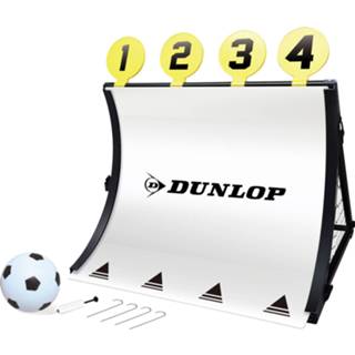 👉 Voetbaldoel kunststof geel Dunlop - 4-in-1 Met Voetbal, Pomp, Schietschijven En Haringen 78 X 75 58 Cm 8711252184838