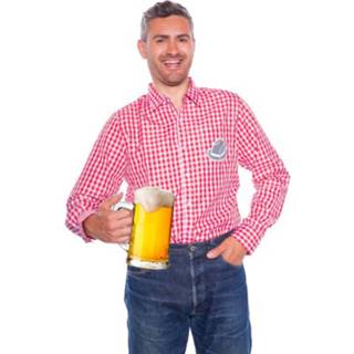 👉 Overhemd rood wit polyester Oktoberfest Rood/wit Geruit Maat M/l 8714572633666