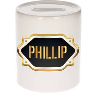 👉 Spaarpot gouden keramiek multikleur Phillip Naam Cadeau Met Embleem - Kado Verjaardag/ Vaderdag/ Pensioen/ Geslaagd/ Bedankt 8720276925198