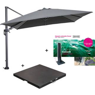 👉 Zweefparasol grijs Garden Impressions Hawaii 300x300 Cm Donker Grijs/donker Met 90 Kg Parasolvoet En Parasolhoes 7438247311383