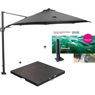 👉 Zweefparasol grijs Garden Impressions Hawaii Ø350 Cm Donker Grijs/donker Met 90 Kg Parasolvoet En Parasolhoes 7438247312359