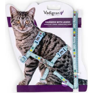 👉 Blauw Dierenbenodigdheden Vadigran Harnas+leiband Kitty Cat 15-22/30-32cm+120cm 5411468165968