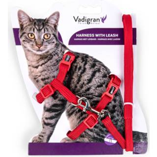 👉 Rood nylon Dierenbenodigdheden Vadigran Harnas + Leiband Kat Classic 5411468166040
