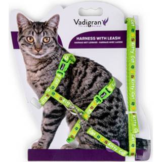 👉 Dierenbenodigdheden Vadigran Harnas+leiband Kittycat Groen15-22/30-32cm+120cm 5411468165982