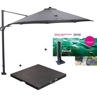 👉 Zweefparasol grijs Garden Impressions Hawaii Ø350 Cm Donker Grijs/licht Met 90 Kg Parasolvoet En Parasolhoes 7438247312373
