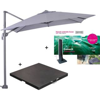 👉 Zweefparasol grijs s Garden Impressions Hawaii 250x250 - Donker Grijs/licht Met 60 Kg Parasolvoet En Parasolhoes 7438247313318