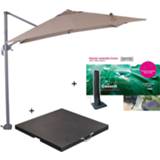 👉 Zweefparasol grijs s Garden Impressions Hawaii 250x250 - Donker Grijs/taupe Met 60 Kg Parasolvoet En Parasolhoes 7438247313325