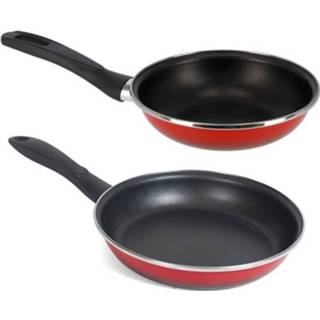 👉 Koekenpan rood 2x Formaten Koekenpannen Set Merida - 20 En 24 Cm Diameter Braadpannen/bakpannen 8720276883627