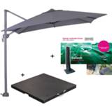 👉 Zweefparasol grijs s Garden Impressions Hawaii 250x250 - Donker Met 60 Kg Parasolvoet En Parasolhoes 7438247313332
