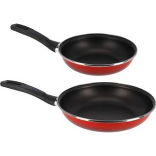 👉 Koekenpan rood 2x Formaten Koekenpannen Set Merida - 28 En 22 Cm Diameter Braadpannen/bakpannen 8720276883603