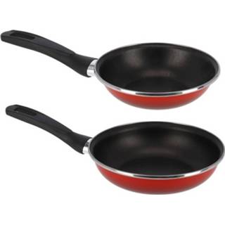 👉 Koekenpan rood 2x Formaten Koekenpannen Set Merida - 18 En 22 Cm Diameter Braadpannen/bakpannen 8720276883597