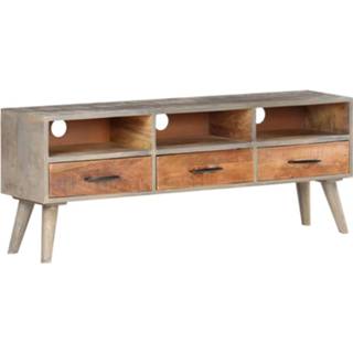 👉 Grijs hout mannen Vidaxl Tv-meubel 130x35x51 Cm Massief Ruw Mangohout 8720286069455