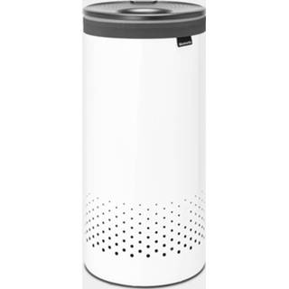 👉 Wasbox wit grijs kunststof metaal Brabantia 35 Liter - White / Dark Grey Deksel 8710755304866