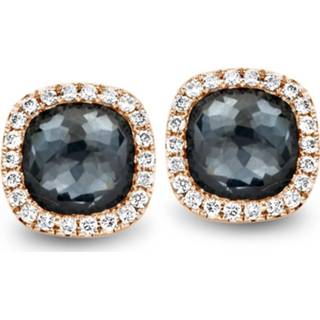 👉 Oorbel diamant active Tirisi jewelry 18 karaats roségouden oorsieraden met hematiet en