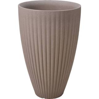 👉 Polyethyleen taupe 4goodz Bloempot Rond Voor Buiten Rome Hoog - 40x60 Cm 6013918310363