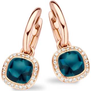 👉 Oorbel diamant active Tirisi jewelry 18 karaats roségouden oorsieraden met topaas en
