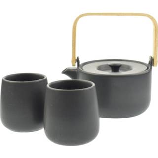 👉 Theepot zwart aardewerk Orange85 50cl Met 2 Kopjes 8720289414429