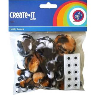 👉 Creat It Animal Mix Pompoms + Oogjes 75 Stuks 8711319923448