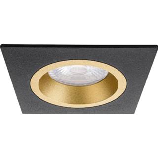 👉 Armatuur zwart goud aluminium Spot Gu10 - Pragmi Rodos Pro Inbouw Vierkant Mat Zwart/goud 93mm 6013948050024