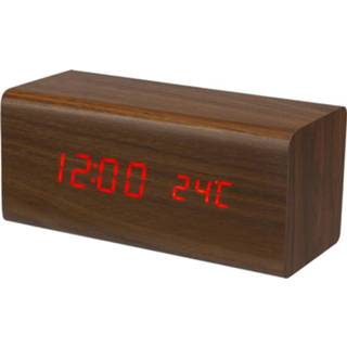 👉 Wekker bruin hout Perel 18x8 Cm 5410329717278