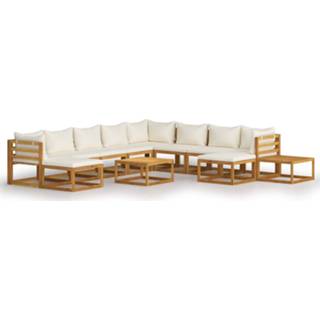 👉 Dag crème acaciahout Vidaxl 12-delige Loungeset Met Kussens Massief 8720286183922