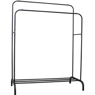 👉 Kledingrek zwart metaal XL Xl- Garderoberek Dubbel - 110x54x(130-150) Tot 50 Kg Per Buis 8718657958194