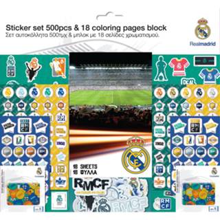 👉 Kleurboek papier vinyl multikleur Real Madrid Sticker- En Junior 42 Cm 518-delig 5205698410710