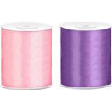 👉 Paars roze multikleur 2x Rollen Satijnlint Paars-roze 10 Cm X 25 Meter - Hobby Cadeaulint Sierlint 8720276817851