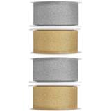 👉 Zilver gouden multikleur 4x Hobby/decoratie En Sierlinten Met Glitters 3 Cm/30 Mm X 5 Meter 8720276795920