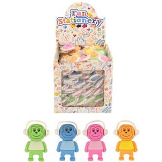 👉 Uitdeelcadeautje kunststof multikleur Uitdeelcadeautjes - Gummen Model: Apen Met Koptelefoon In 5050203590025