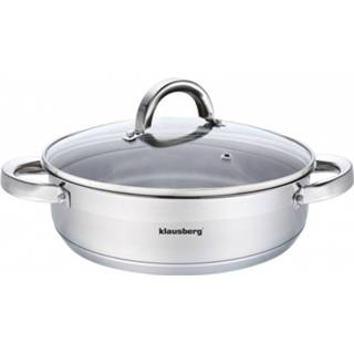 👉 Klausberg 7174 - Lage - Kookpan - Met Deksel - 6.0l - Ø28 Cm - Rvs - Inductie - Allewarmtebronnen