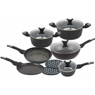 👉 Pannenset zwart keramische marmer aluminium Klausberg 7201 - 12 Delig Keramische/marmer Coating Gesmeed Alle Warmtebronnen 5902666612014