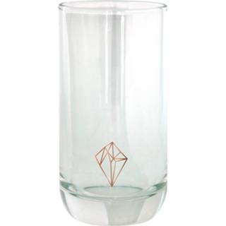👉 Design drinkglas transparant glas Tak Diamond 6,5 X 12,5 Cm Transparant/brons 8719237016716