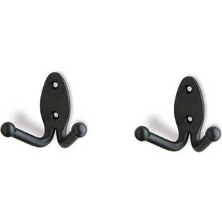 👉 Kapstokhak zwart metaal metalen 2x Luxe Kapstokhaken / Jashaken Mat - Verzinkt 6.1 X 7 Cm Kapstokhaakjes Garderobe Haakjes 8720276793964