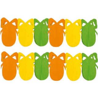 👉 Slinger papieren 2x stuks paasei Pasen versiering 3 meter