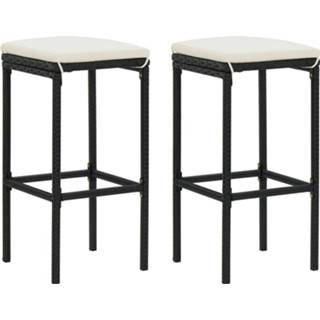 👉 Barkruk zwart synthetisch Vidaxl Barkrukken Met Kussens 2 St Poly Rattan 8720286146439