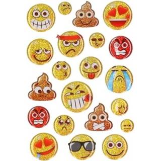 👉 Kinderen 15x glitter 3d smiley stickers op vel