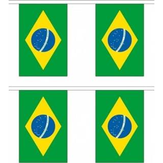 👉 Vlaggenlijn 2x Landenversiering Brazilie vlaggenlijnen 3 m