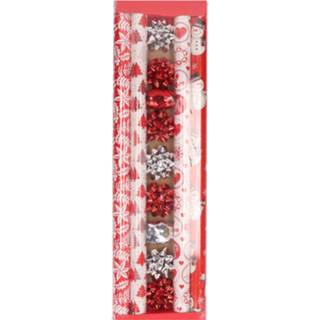 👉 Inpakpapier active rood wit Kerst inpakpapier/cadeaupapier set rood/wit 13-delig