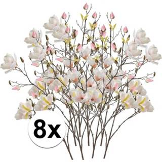 👉 8x Creme Magnolia kunstbloemen tak 105 cm
