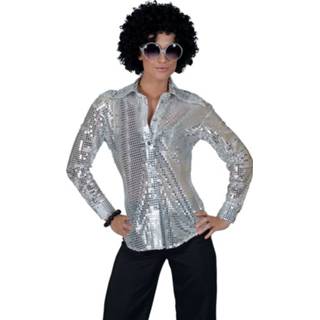 👉 Zilveren 70s disco verkleedkleding blouse voor dames