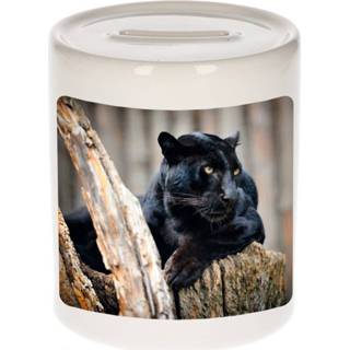 👉 Spaarpot zwarte One Size meerkleurig jongens meisjes Dieren panter foto 9 cm en - Cadeau spaarpotten panters liefhebber 8720276879750