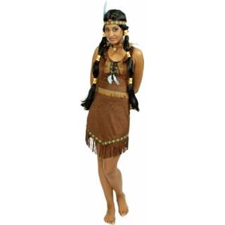 👉 Jurk bruin multi polyester vrouwen Indianen kleding jurkje dames
