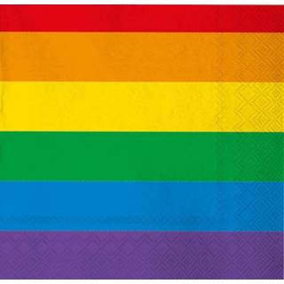 👉 Servet papieren active 40x Regenboog thema Gay Pride versiering wegwerp servetten 33 x cm